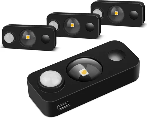 Vista 8 de Luces LED Puck con Sensor de Movimiento, Iluminación Inalámbrica Recargable para Debajo del Gabinete, Luz Nocturna Regulable, Luces Debajo