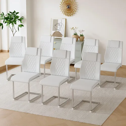 Vista 31 de gopop Juego de 4 sillas de comedor, modernas sillas de cocina y comedor con patas de metal galvanizado, sillas laterales tapizadas para comedor