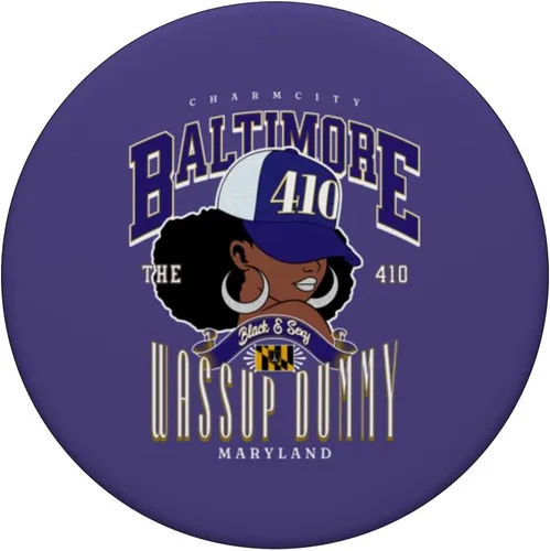 Vista 3 de 410 Código de área Baltimore Maryland Flag Blaq Girl Bmore Pride PopSockets estándar PopGrip