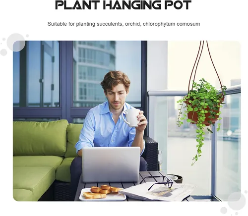 Vista 4 de Yardwe Plantas artificiales para decoración al aire libre, 12 macetas colgantes de plástico, macetas de pared para plantas de interior y exterior