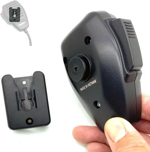 Vista 3 de LycoGear Soporte universal para micrófono de radio Ham CB con parte trasera adhesiva, agujeros previos a perforar y conexión de sola lengüeta T