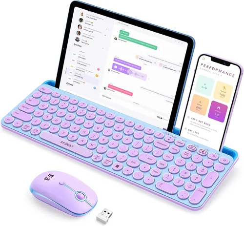 Vista 12 de seenda Teclado y mouse Bluetooth para iPad, CTU-301 conexión inalámbrica multidispositivo Bluetooth+teclado 2.4G Combo con soporte para tableta