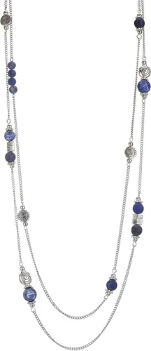Vista 12 de BULINLIN Collar largo de plata en capas para mujer, collar de cadena de suéter con cuentas de piedra turquesa para mujer, joyería de disfraces