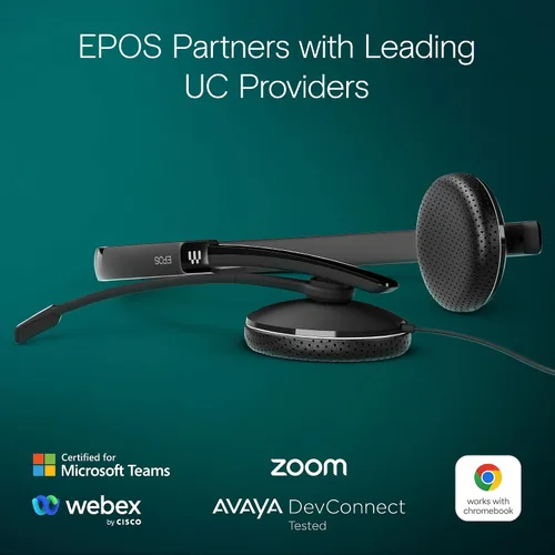 Vista 5 de EPOS Adapt 165T USB II - Auriculares con cable de doble cara - Conectividad Jack de 0.138 in/USB - Certificación de equipos - UC optimizado - Sonido