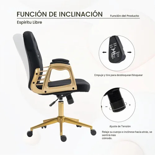 Vista 6 de Silla de oficina en casa,Silla de escritorio de terciopelo, cómoda silla de Negro