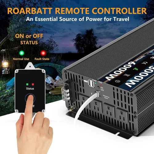Vista 3 de 24V DC to 120V AC 3000 Watt Pure Sine Wave Power Inverter for RV Truck Use
