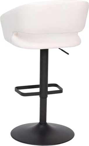 Vista 5 de Taylor + Logan Jenna - Taburete giratorio ajustable de 360 grados con base negra en vinilo blanco Vinilo blanco/marco negro