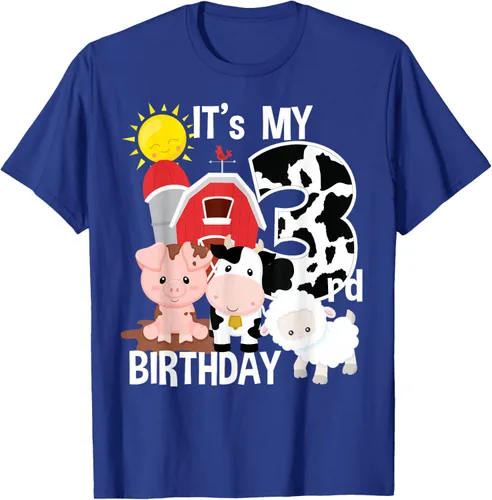 Vista 19 de Camiseta con diseño de animales de granja con texto en inglés "It's My 3rd Birthday" Negro