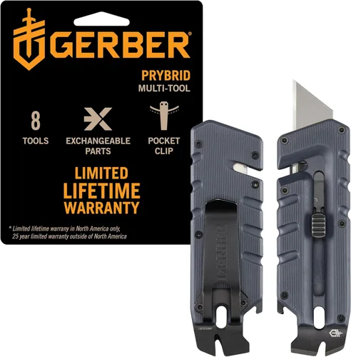 Vista 9 de Gerber Gear Prybrid Utility Cúter con barra de palanca, cuchillo multiherramienta de bolsillo con hoja retráctil, cuchillo para uso diario, gris