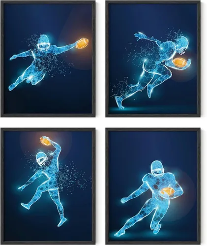 Vista 31 de Impresiones artísticas de fútbol americano para pared, juego de 5 (8x10) carteles de fútbol americano sin marco, decoración de sala de fútbol Niños