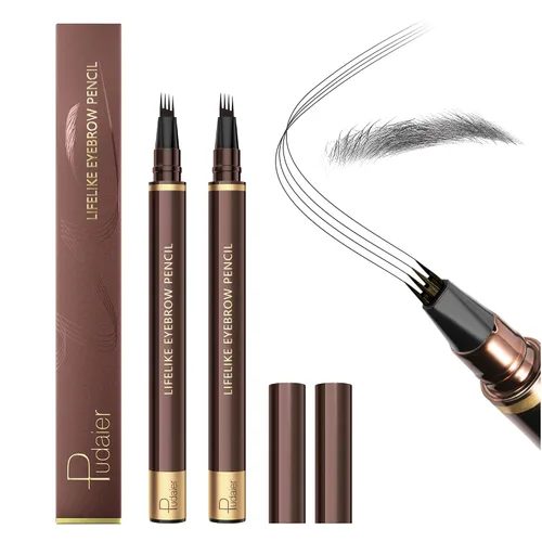 Vista 10 de Lápiz de cejas, 2 bolígrafos de cejas de microblading impermeables, 4 puntas precisas para mujeres, para crear cabello sin esfuerzo como cejas