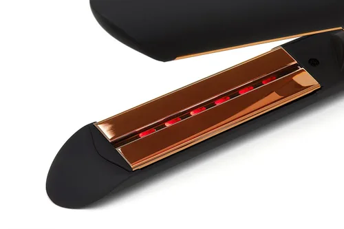 Vista 4 de NuMe Style Setter - Plancha plana de titanio, planchas flotantes de 1 pulgada con acondicionamiento de iones negativos, tira de luz infrarroja