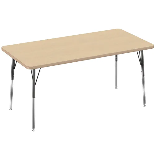 Vista 180 de FDP - Mesa rectangular para actividades escolares y de oficina (24 x 36 pulgadas), patas estándar con deslizadores giratorios, altura ajustable