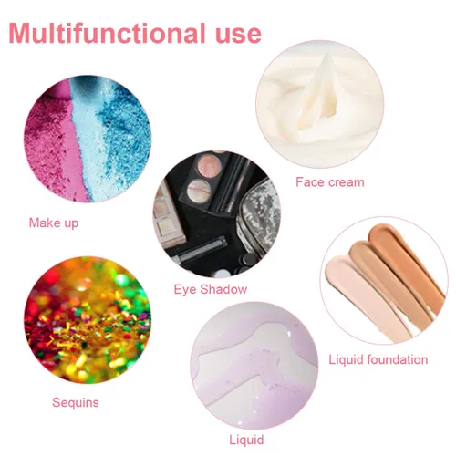 Vista 5 de 25 frascos de plástico transparente con forma de corazón vacío de 0.14 oz, botellas de maquillaje con tapas para sombra de ojos, bálsamo labial