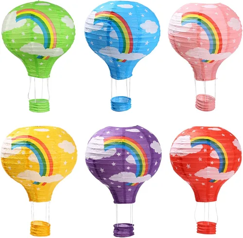 Vista 8 de Juego de 6 globos de linternas de papel para decoración de bodas, cumpleaños, compromisos, fiestas de Navidad