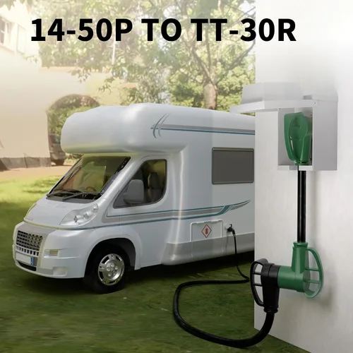 Vista 7 de POWGRN Cable adaptador RV de 50 amperios a 30 amperios de 12 pulgadas Verde
