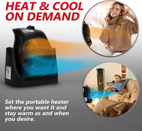 Vista 5 de Amaze-Heater Calentador y ventilador Dual Comfort de 1500 W, portátil, eficiencia energética, estilo moderno, uso en interiores