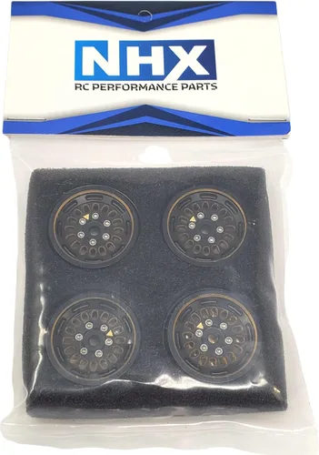 Vista 6 de NHX RC 1.0" latón negro Beadlock ruedas orugas llantas 4 piezas : Axial SCX24