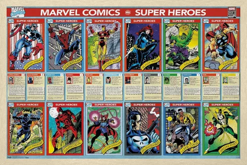 Vista 7 de Trends International Marvel Comics - Marvel 80th Anniversary - Cards Wall Poster, 14.725" x 22.375", Barnwood Framed Version