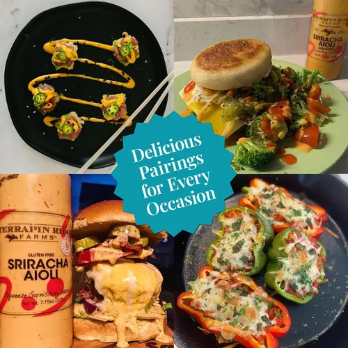 Vista 2 de Terrapin Ridge Farms Sriracha Aioli Salsa para guarnición – Cremoso con Chile Rojo Calor y cítricos – Perfecto para huevos diabéticos, sándwiches
