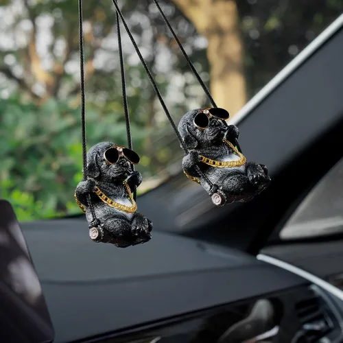 Vista 3 de Floruit Labrador Retriever - Accesorios colgantes para espejo de automóvil, lindos accesorios para espejo retrovisor de perro oscilante, accesorios