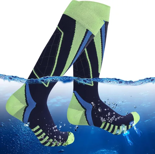 Vista 6 de RANDY SUN Calcetines impermeables transpirables hasta la rodilla para kayak, caza, pesca Negro y azul y gris