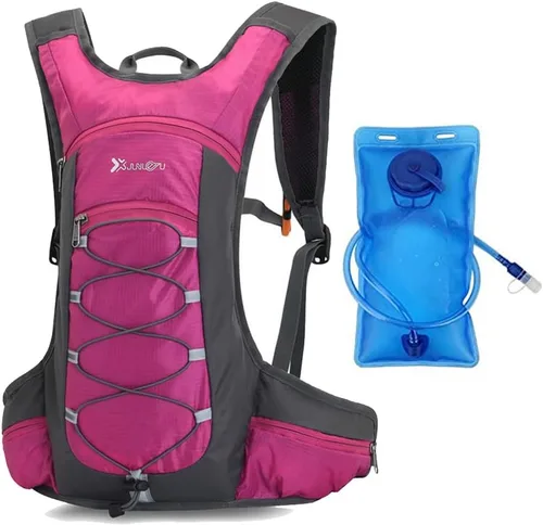Vista 10 de Croogo Mochila de hidratación para correr con vejiga de agua de 2 litros, ligera, para ciclismo, para hombres y mujeres, color rojo OT05