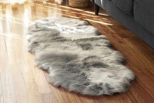 Vista 18 de Alfombra de piel sintética suave y sedosa, 2 x 3 pies, alfombra negra esponjosa, alfombra de piel de oveja, alfombra lanuda para sala de estar