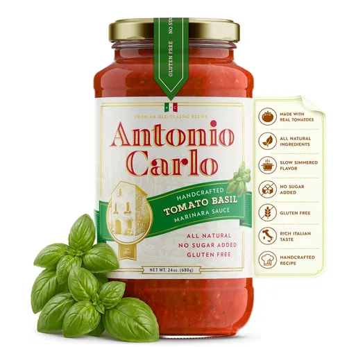 Vista 10 de ¡NUEVO! Antonio Carlo Autentico Italiano (3 Generaciones) Salsa de Marinara Artesanal Gourmet – FRESCO, Sin Conservantes, Salsa Vegana de Espagueti