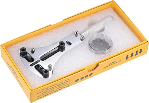 Vista 6 de uxcell Abridor de llaves de la cubierta trasera del reloj, herramienta de extracción de caja ajustable de 2.165in, acero cromado para reparación