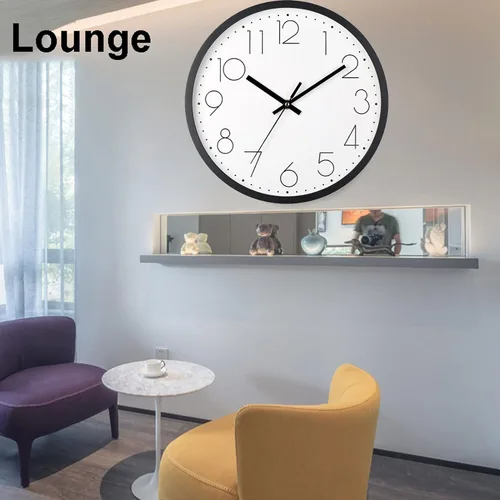 Vista 4 de Reloj de pared, relojes de pared de cocina, reloj silencioso redondo, clásico, funciona con pilas, diseño moderno y estilo para sala de estar