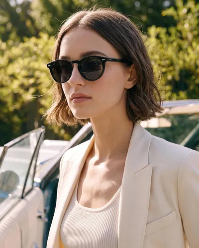 Vista 3 de CARFIA Gafas de sol polarizadas para mujeres con protección UV, marco de acetato para cara pequeña CA5288 A: Marco negro lente gris