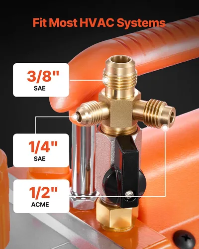 Vista 5 de VEVOR Juego de bomba de vacío y medidor de CA, 7 CFM 3/4 HP, bomba de vacío HVAC de paletas rotativas de dos etapas, kit de manómetro de colector