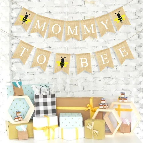 Vista 5 de VILIFEVER Cartel de mamá a abeja para baby shower, decoraciones temáticas de baby shower, decoraciones de género neutro suministros de bienvenida
