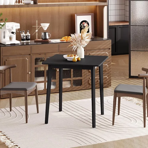 Vista 4 de Mesa de Comedor de Bambú HOOBRO, Mesa de Comedor Cuadrada para 2, Mesa de Cocina de 27.6" para Espacios Pequeños, Mesa de Escribir, Fácil de Montar