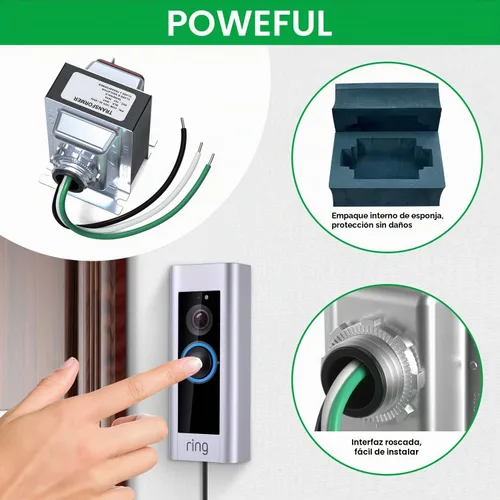 Vista 7 de Transformador de timbre de 16 V 30 VA compatible con timbre de video con anillo con cable, pieza de repuesto para timbre de puerta transformador