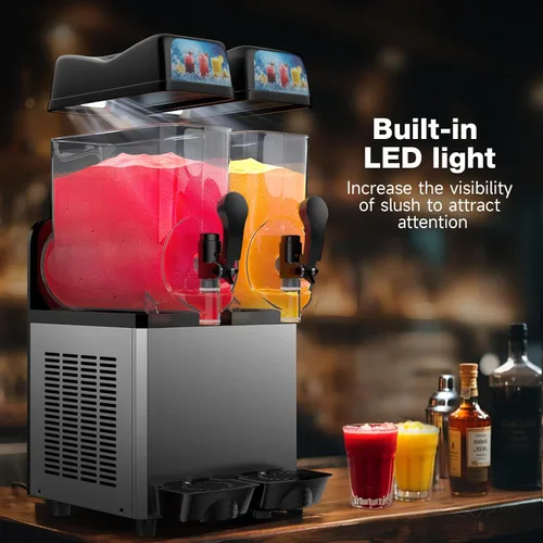 Vista 5 de Máquina comercial para granizados, 8 galones/30L de acero inoxidable Margarita Smoothie Frozen Drink Maker, fabricante de granizados para fiestas