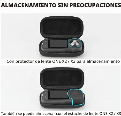 Vista 4 de BRDRC Funda de transporte para Insta360 X3, bolsa de almacenamiento portátil, funda protectora de lente, funda protectora de carcasa rígida de viaje