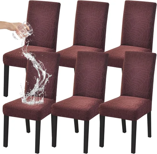 Vista 56 de HZDHCLH Juego de 4 fundas para sillas de comedor color burdeos, fundas elásticas de elastano para sillas Parsons, paquete de 4, fundas de asiento