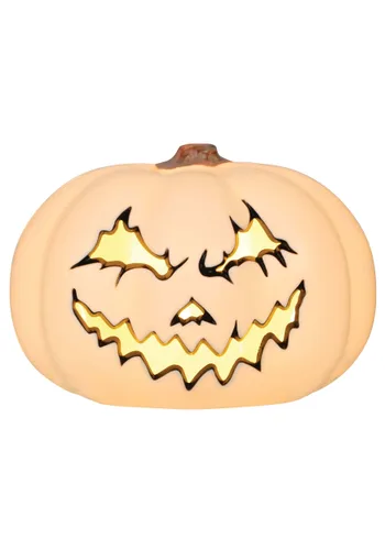 Vista 3 de Decoración de Calabaza Blanca Espeluznante Iluminada de 9 Pulgadas Multicolor