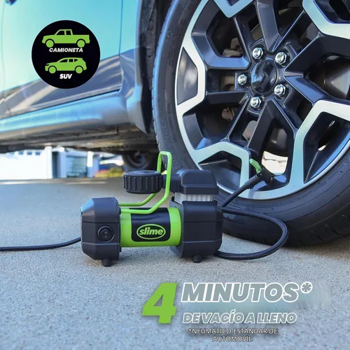 Vista 4 de Inflador de neumáticos para casa Slime 40045, montado en pared 120V, para SUV, compresor de aire 4x4, resistente, 2X Pro Power, con manómetro