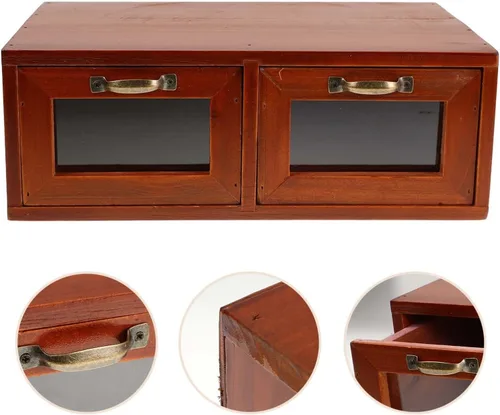Vista 9 de Monitor elevador de madera con cajón de acrílico para configuración ergonómica de escritorio