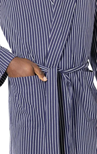Vista 3 de PajamaGram Mens Summer Robe with Pockets - Men Lightweight 100% Cotton Robe House Coat for Men, Men's Bathrobe