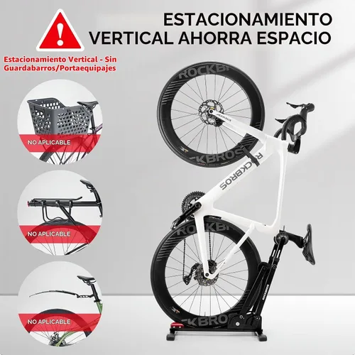 Vista 4 de ROCKBROS - Soporte para bicicleta 2 en 1, vertical u horizontal para ruedas de 20 a 29 pulgadas Foldable design saves space in garages and