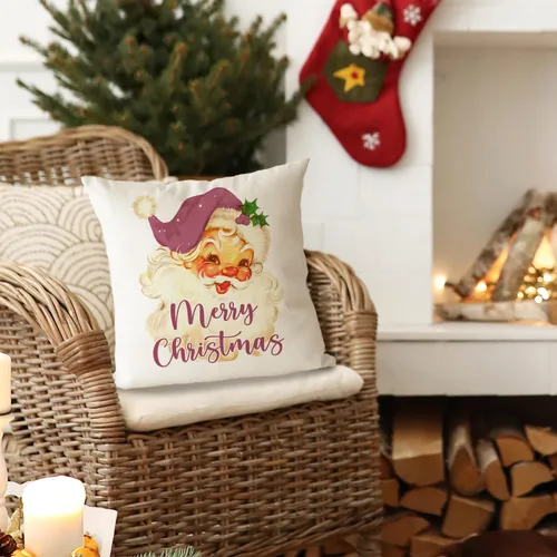 Vista 2 de DOTAIN Fundas de almohada de Navidad, fundas de almohada de Navidad moradas de 18 x 18 pulgadas, decoración de Navidad morada para el hogar