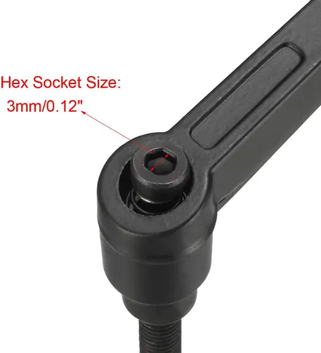 Vista 4 de uxcell M6 x 0.787 in Mango de palanca de sujeción ajustable Rosca Botón de trinquete macho roscado Perillas de bloqueo Tornillo giratorio Perno