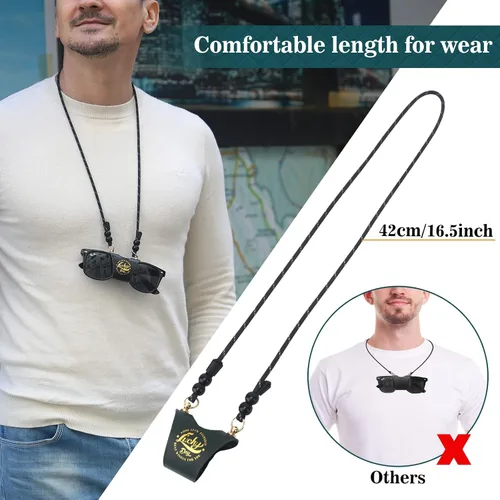 Vista 4 de Correa de soporte para lentes de alta calidad, cordón de cuero real, accesorio para tus lentes