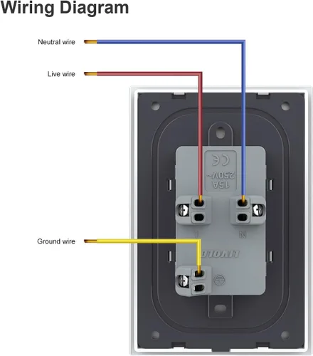 Vista 4 de LIVOLO Enchufes eléctricos verticales estándar de Estados Unidos con panel de vidrio templado (15A), CA 110 ~ 220 V, no salida GFCI