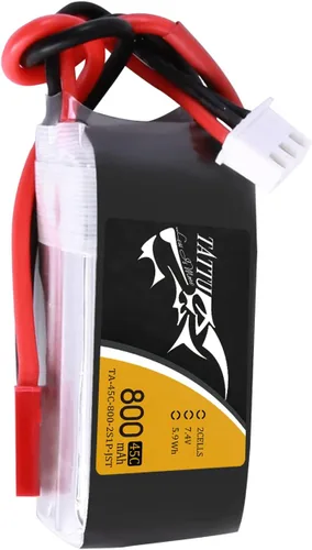 Vista 6 de TATTU Paquete de batería LiPo de 800mAh 7.4V 45C 2S1P con enchufe JST-SYP (2 piezas)