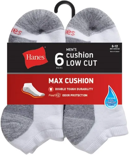 Vista 2 de Hanes Men's Max Cushion Low Cut Socks, 6 and 8 Packs